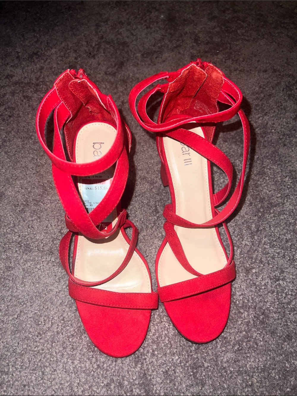 Bright Red Strappy Block Heel Sandals